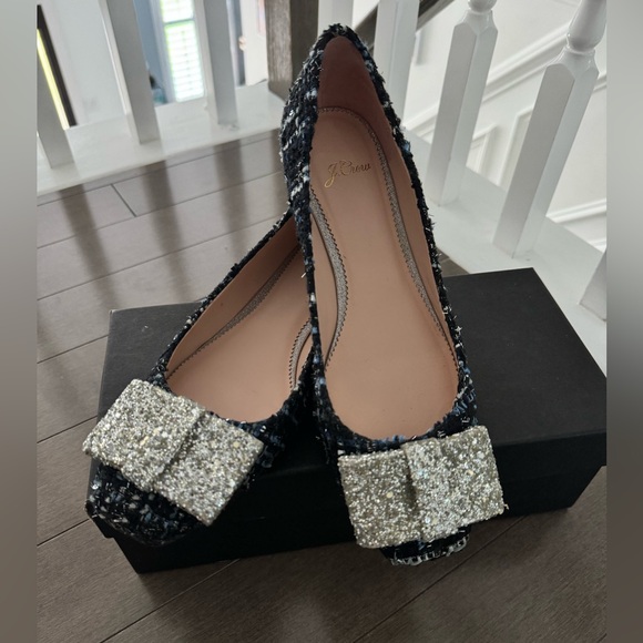 JCrew Sally Ballet Flat in Tweed w/ Glitter Bow - Picture 9 of 12